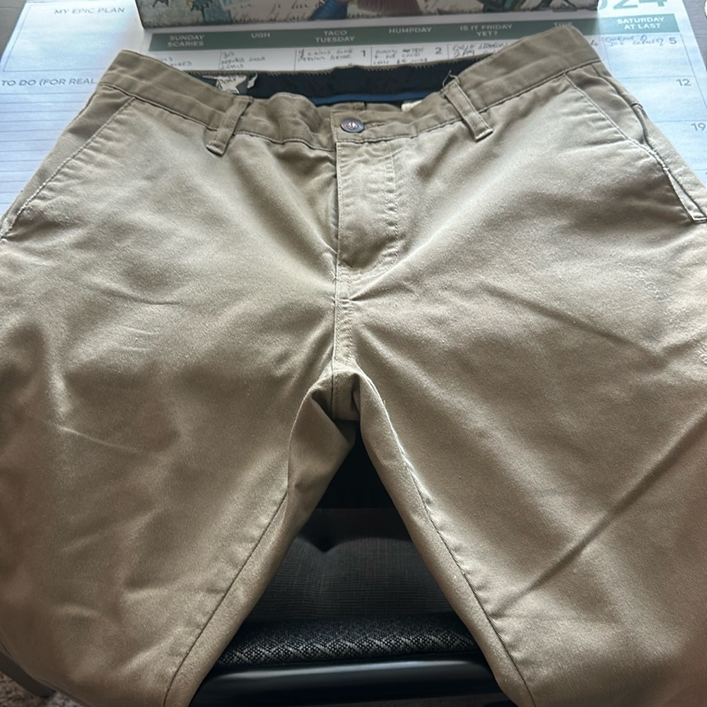 Mens kaki cotton long pants.
